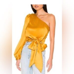 Revolve x Lovers + Friends Kendall One Shoulder Top Satin Medium